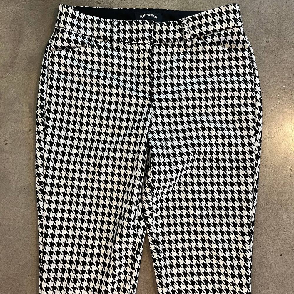 Express Black White Houndstooth Plaid Trouser Wom… - image 2
